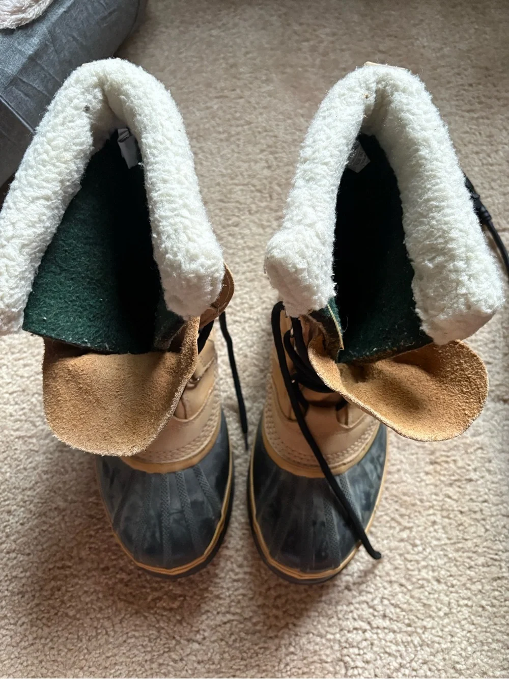 Sorel Tan and Black Winter Duck Boots